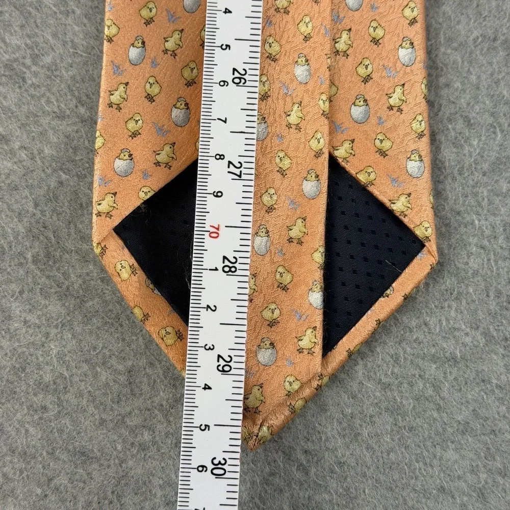Vintage Pierre Cardin Silk Tie Baby Chicks Eggs Novelty Peach Easter 59x3.75
